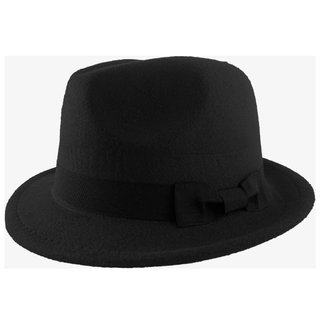 Sombrero Trilby Ala Corta Negro Poliéster. Nuevo