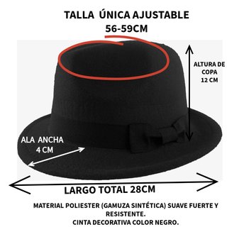 Sombrero Trilby Ala Corta Negro Poliéster. Nuevo