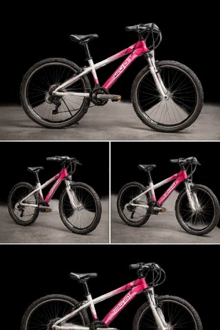 Bicicleta infantil rosa y blanca
