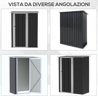 Caseta De Jardín Para Herramientas De Chapa De Acero, Cobertizo De Jardín De Acero Con Puertas, 142X84X189Cm, Gris