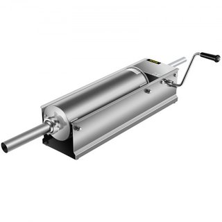 Manual de Embutidora de Salchichas, 7 L / 15 LBS Máquina Horizontal de Embutido, Embutidora de Carne de Doble Velocidad, Hecha de Acero Inoxidable 304 de Grado Alimenticio, Incluye 5 Tubos de Rell...