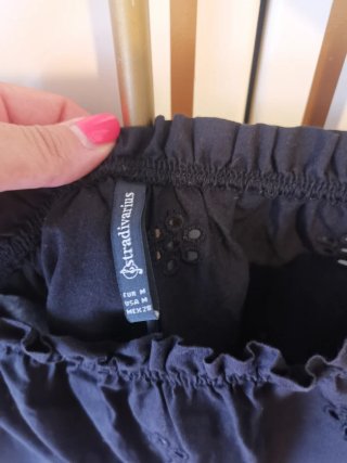 Top nero cotone sangallo