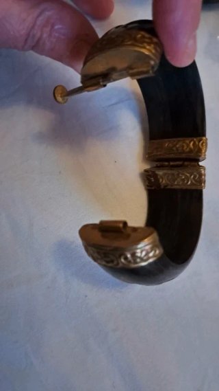 Set 3 bracciali rigidi vintage ebano/oro