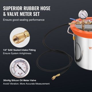 11.4 L Cámara de Vacío y Kit de Bomba de 3.5 CFM, Kit de Cámara de Degasificación con Tapa de Vidrio Templado, Bomba de Vacío de Una Etapa con Botella de Aceite de 250 ml, para Estabilizar Madera,...