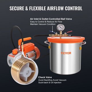 11.4 L Cámara de Vacío y Kit de Bomba de 3.5 CFM, Kit de Cámara de Degasificación con Tapa de Vidrio Templado, Bomba de Vacío de Una Etapa con Botella de Aceite de 250 ml, para Estabilizar Madera,...