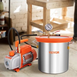 11.4 L Cámara de Vacío y Kit de Bomba de 3.5 CFM, Kit de Cámara de Degasificación con Tapa de Vidrio Templado, Bomba de Vacío de Una Etapa con Botella de Aceite de 250 ml, para Estabilizar Madera,...