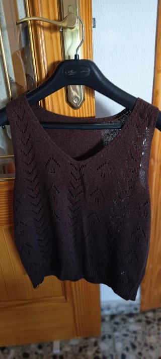 Jersey de punto calado marrón