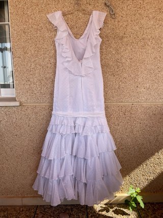 Vestido Flamenca Blanco espalda abierta sin mangas