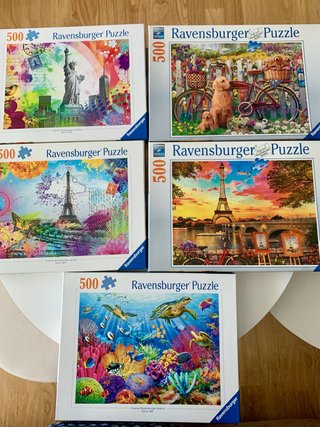 5 Puzzles Ravensburger 500 piezas