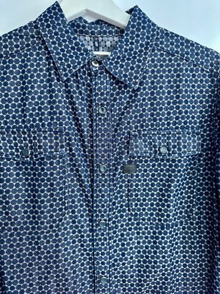 Camisa G-Star RAW Estampada Azul y Blanca