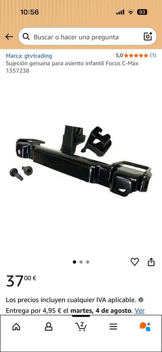 Adaptador Isofix Ford C-Max MK2 2005-2010