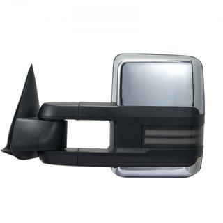 Espejos de Remolque, Juego de Par Izquierdo y Derecho para Chevrolet Silverado (2003-2007)/GMC/Cadillac, Espejo de Remolque Calentado con Señal de Luz, Control Manual Telescópico Plegable, Calenta...