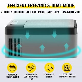 Congelatore portatile per auto, frigorifero portatile da 15 litri, congelatore da campeggio a doppia zona di stoccaggio, congelatore freddo da -4 ℉ ~ 50 ℉ 12 Volt, congelatore per auto e uso