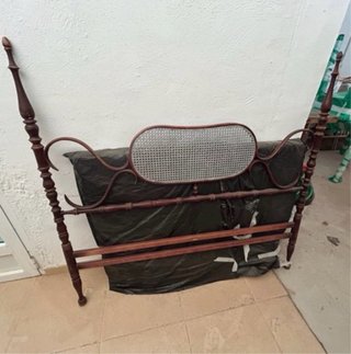 Cabecero vintage rejilla madera