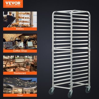 Estante para Pan, Estantes de Panadería Comerciales de 20 Niveles con Ruedas de Freno, Carro de Almacenamiento de Aluminio para Bandejas de Media y Tamaño Completo, Estante de Velocidad para Cocin...