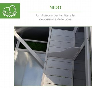 Gallinero Exterior con Techo Impermeable, Área de Correr, Zona de Nidificación, Madera, 160X75X80Cm