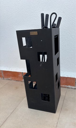 Juego Utensilios Chimenea con soporte cuadrado.