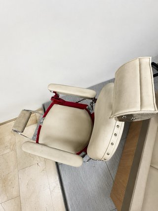 Sillón Barbero Vintage Hidráulico Rojo/Crema