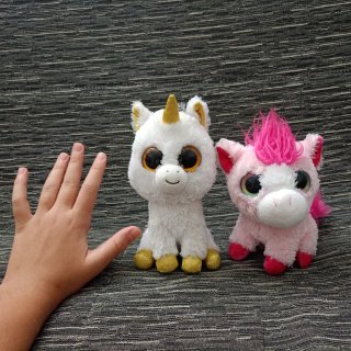2 Peluches Unicornio Blanco y Pony Rosa