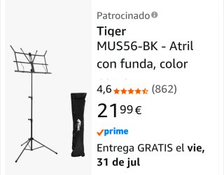 Atril plegable negro con funda