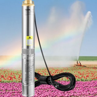 Bomba Sumergible de Pozo Profundo, 750W 230V/50Hz, 100L/min 66 m de Altura Resistente a Arena <5%, Cable Eléctrico de 20 m, Bombas de Agua de Acero Inoxidable de 7.6 cm para Uso Industrial, Irriga...