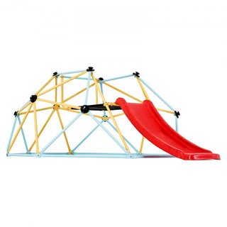 Domo de Escalada, Domo Geométrico de 8FT con Tobogán, para Niños de 3 a 9 Años, Gimnasio Jungle que Soporta 600LBS y Fácil Montaje, con Agarre para Escalar, Equipamiento de Juego para Niños en Int...