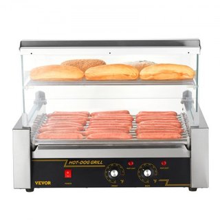Cocina Eléctrica de Rodillos para 30 Perros Calientes 11 con Estante y Respaldo 2.2KW