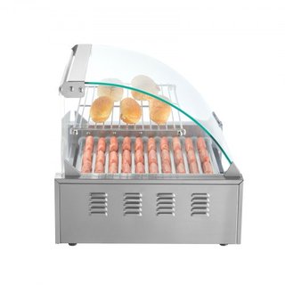 Cocina Eléctrica de Rodillos para 30 Perros Calientes 11 con Estante y Respaldo 2.2KW