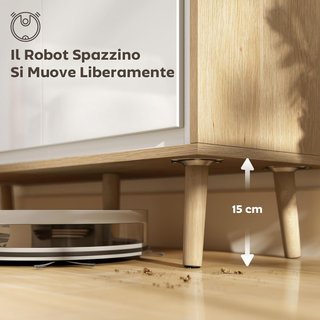 Credenza de Cocina Con 3 Puertas, Mueble de Cocina Moderno Con Estante Regulable y Patas de Madera, Credenza Buffet para Sala de Estar, Comedor y Salón, 107X35X77 Cm, Blanco Brillante y Roble