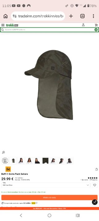 Gorra Pack Sahara Buff Talla S-M (Protección UV)