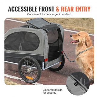 Remolque para Perros, Soporta hasta 88 lbs, Carrito para Mascotas, Transportador de Bicicleta, Marco Plegable Fácil con Ruedas de Liberación Rápida, Acoplador Universal para Bicicleta, Reflectores...