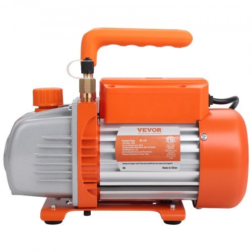 Bomba de Vacío AC de 186W (1/4 HP) 267 L/min (4.5 CFM) y Juego de Manómetro, Bomba de Vacío Rotativa de Un Solo Etapa HVAC, Kit de Refrigerante A/C con Bolsa de Transporte de Manguera de Tres Colo...