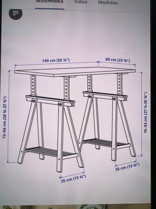 Escritorio caballete madera blanco