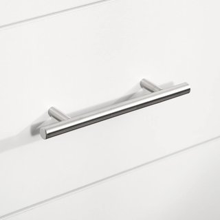 Cómoda de 4 Cajones para Dormitorio, Mueble Multiusos para Sala de Estar y Entrada con Manijas de Metal, Blanco
