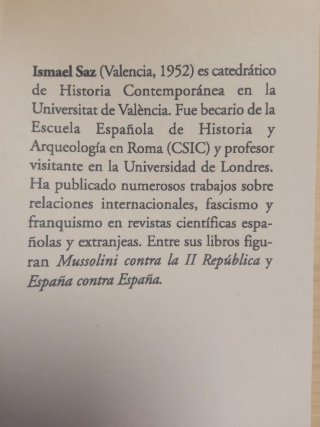 Fascismo y franquismo Libro de Ismael Saz PUV 2004