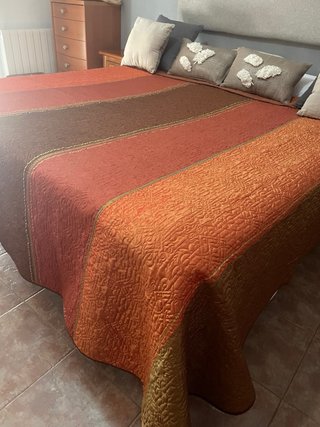 Colcha Matrimonio Tela Marrón Naranja para cama de