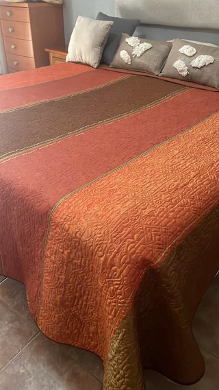 Colcha Matrimonio Tela Marrón Naranja para cama de