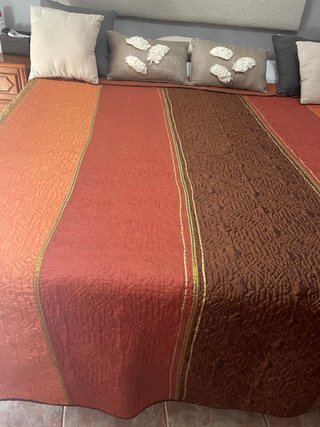 Colcha Matrimonio Tela Marrón Naranja para cama de