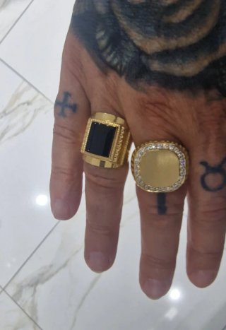 Anillos Oro 18kt Sellos Negro y Circonitas