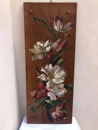Coppia Quadri Dipinti Olio su Tavola Fiori