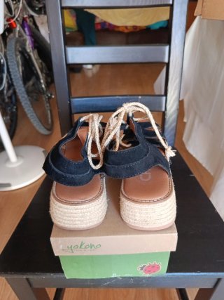 Sandalias Yokono esparto negras talla 40