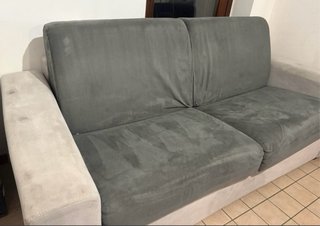 Divano letto effetto camoscio grigio