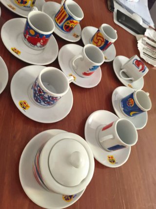 Juego Tazas Café Barça Porcelana