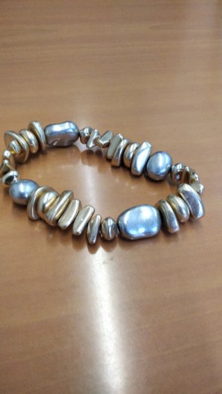 Pulsera Sfera Abalorios Dorados y Plateados