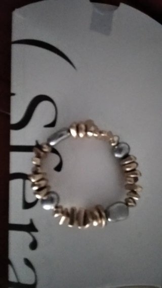 Pulsera Sfera Abalorios Dorados y Plateados