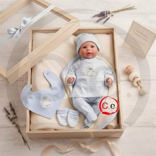 Set Neonato nascita Tutina,muffole,bavetta,cappell