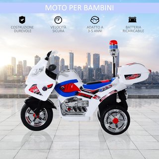 Moto Eléctrica para Niños de 3-5 Años Scooter Eléctrico Juguete 3 Ruedas con Música, Velocidad 3Km/H, Luces 112×51×72.5Cm