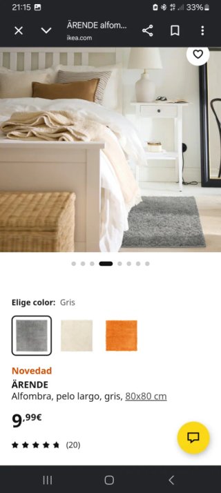 Alfombra cuadrada gris Ikea 80x80cm