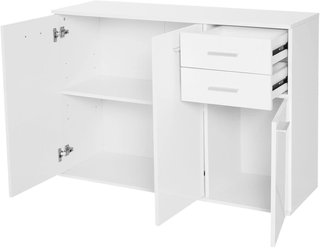 Armadio Ufficio 3 Scomparti 2 Cassetti Legno 106X35X76Cm Bianco