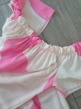 Vestido largo estampado rosa y blanco